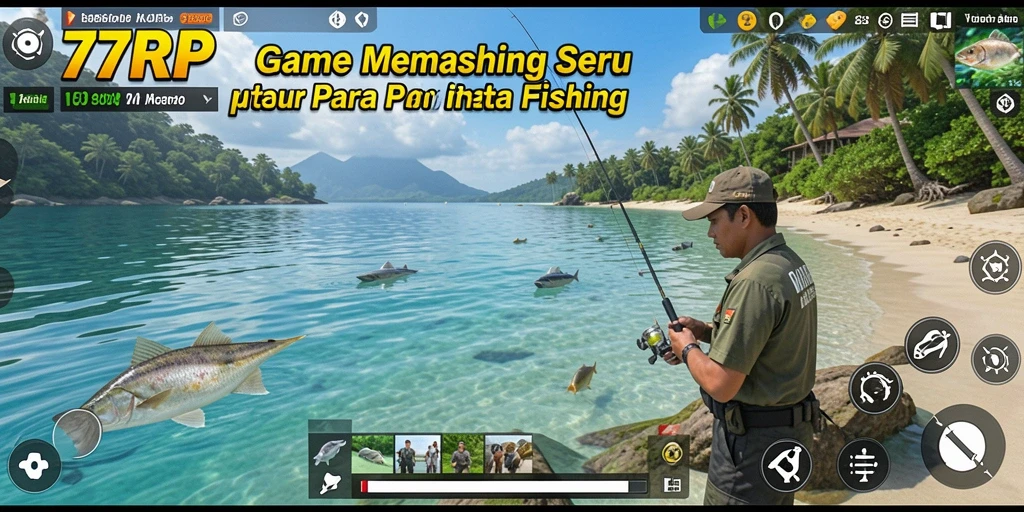 Tampilan gameplay seru di 77RP dengan aksi memancing yang mendebarkan.