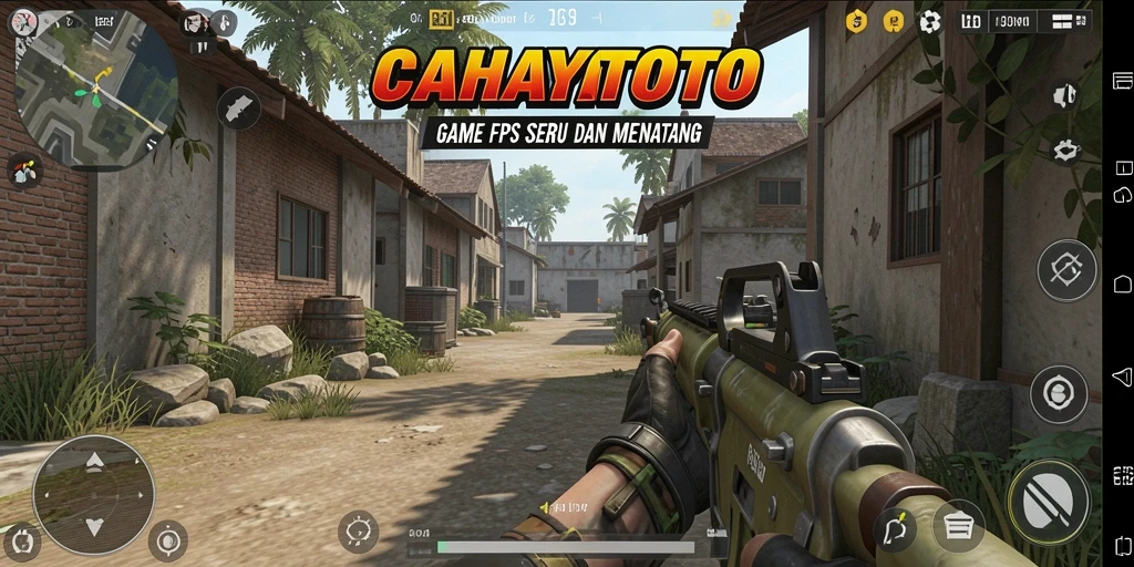 Screenshot utama CAHAYATOTO yang menunjukkan aksi gameplay FPS yang mendebarkan.
