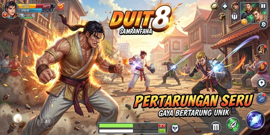Tampilan gameplay Fighting yang seru dan mendebarkan di DUIT8.