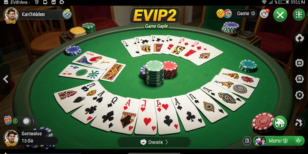 Screenshot gameplay EVIP2 yang menampilkan pemain menikmati Gaple.
