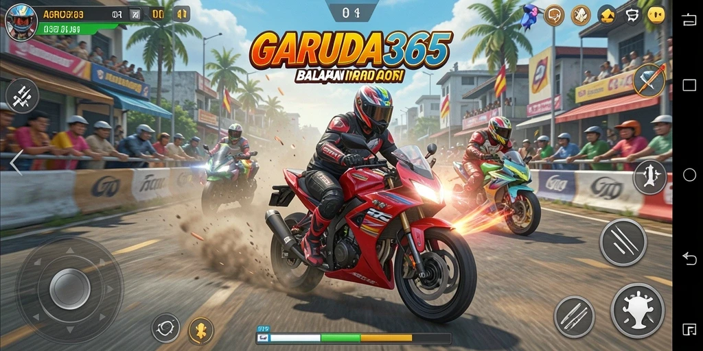 Gameplay menarik dengan balapan motor yang seru.