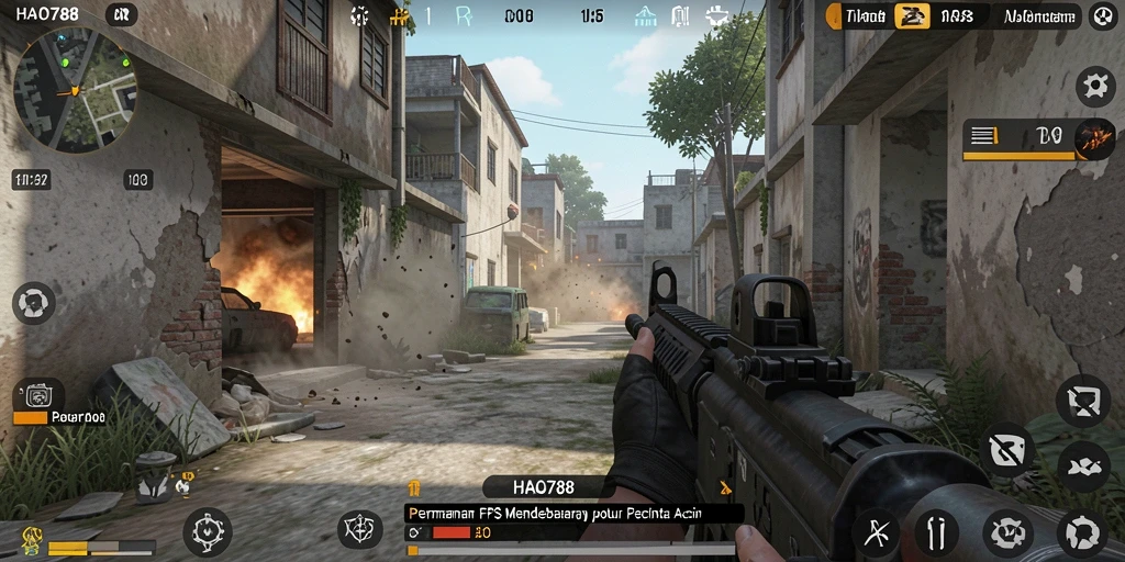Tampilan gameplay HAO788 dengan aksi tembak-menembak intens.