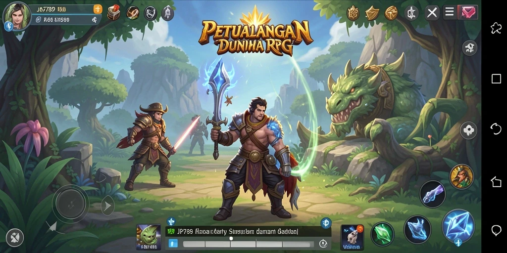 Menampilkan aksi pertempuran seru dalam dunia RPG.