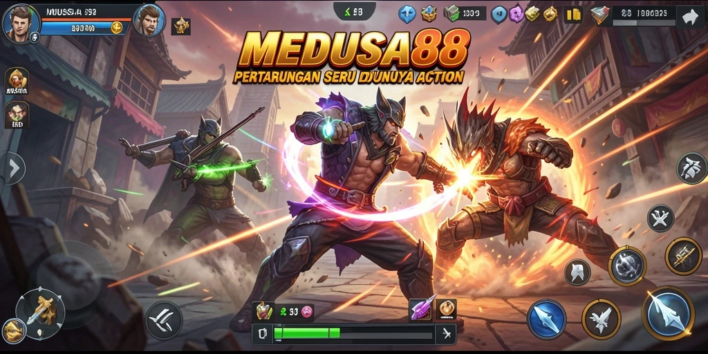 Screenshot gameplay <strong>MEDUSA88</strong> menampilkan aksi pertarungan yang seru.