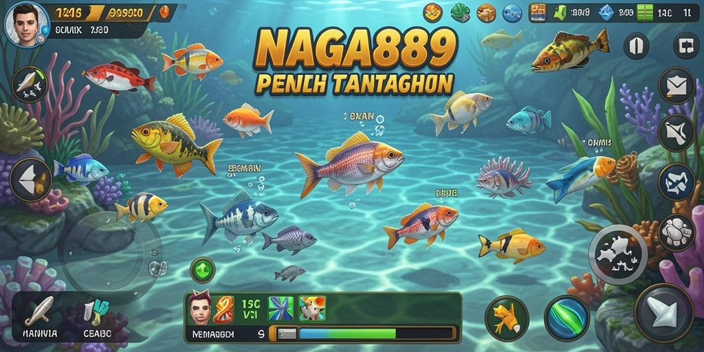 Tampilan utama game NAGA889 dengan aksi memancing yang seru.
