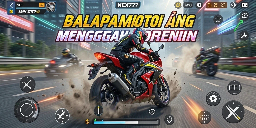 Tampilan gameplay NEX777 yang memukau dalam balapan motor.