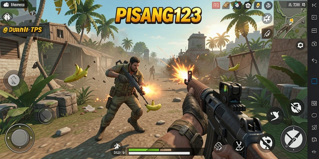 Tampilan gameplay PISANG123 dengan pertempuran seru.
