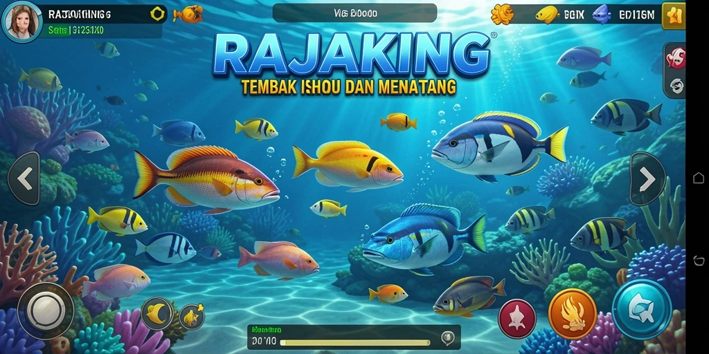 Tampilan gameplay seru di RAJAKING penuh aksi Tembak Ikan.