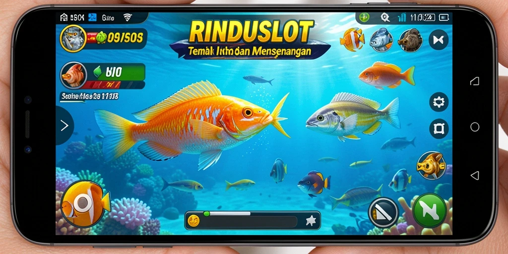 Tampilan gameplay seru RINDUSLOT menembak ikan besar.