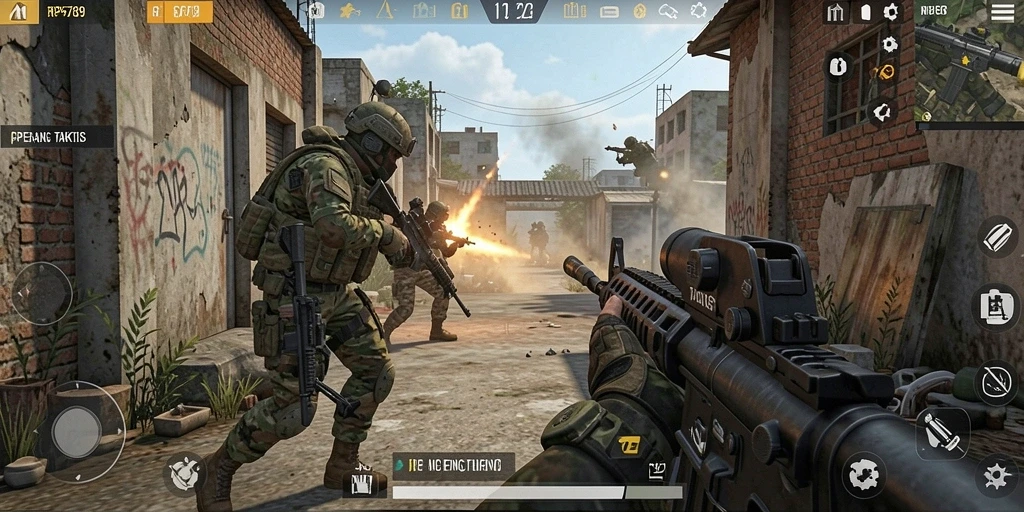Screenshot dari gameplay RP6789 yang intens dan penuh aksi.