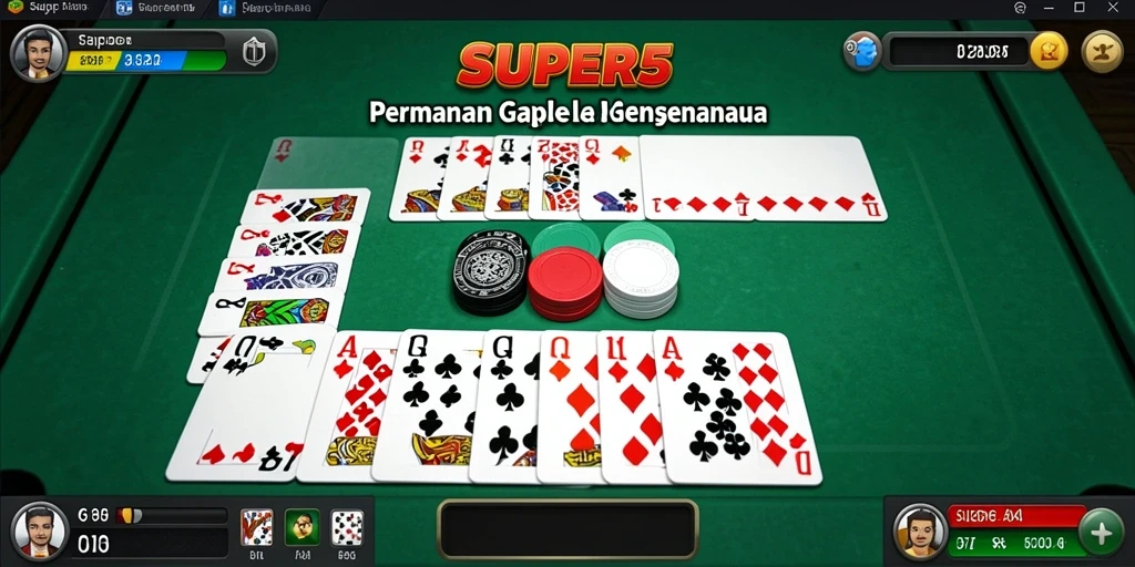 Screenshot gameplay SUPER5 yang menunjukkan keseruan bermain Gaple.