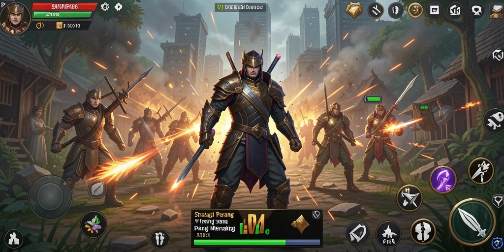 Screenshot gameplay SVIP6 menampilkan pertempuran strategi yang intens.