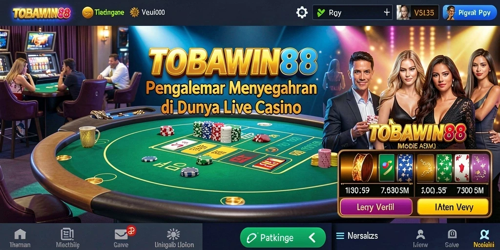 Tampilan gameplay Live Casino TOBAWIN88 yang mendebarkan dan interaktif.