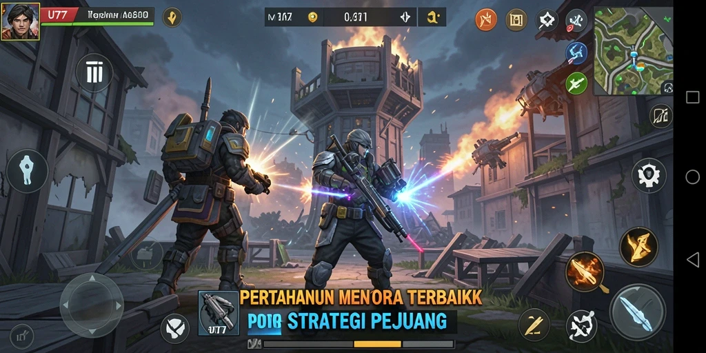 Tangkapan layar UT77 menunjukkan aksi mendebarkan dalam pertahanan menara.