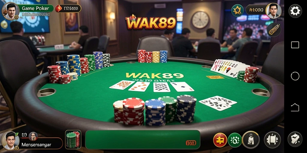 Tampilan gameplay seru dalam WAK89 Poker dengan berbagai mode permainan.