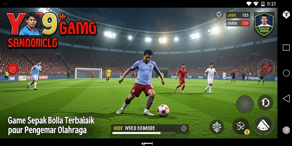 Screenshot gameplay Y89 menampilkan aksi sepak bola yang mendebarkan.
