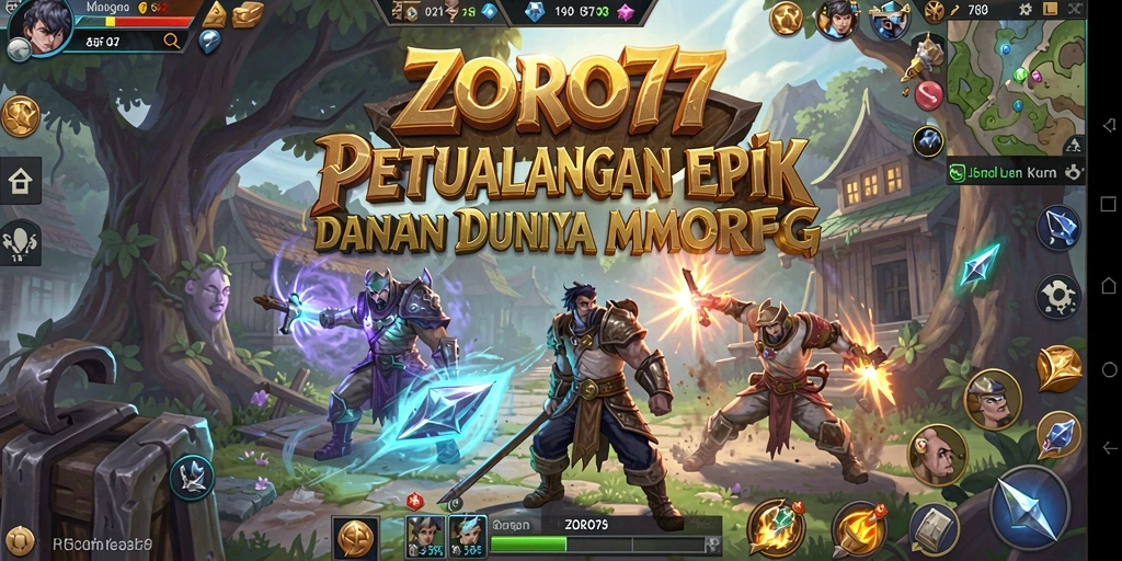 Screenshot ZORO77 menampilkan aksi seru dalam pertempuran MMORPG.